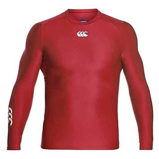 Canterbury, thermoreg fluro long sleeve base layer, maglia, uomo, rosso (rosso bandiera), xl