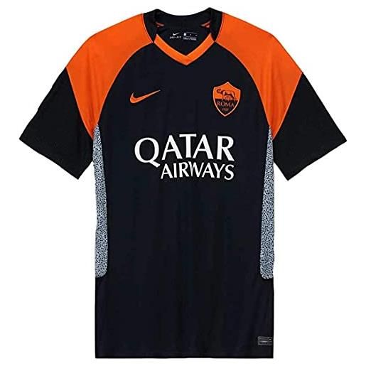Nike a. S. Roma stagione 2020/21 maglia terza, t shirt uomo, black/safety orange/(safety (full sponsor), m