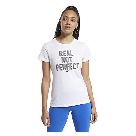 Reebok te graphic tee-real tee maglietta da donna, donna, maglietta, fu2195_2xl, bianco, xxl