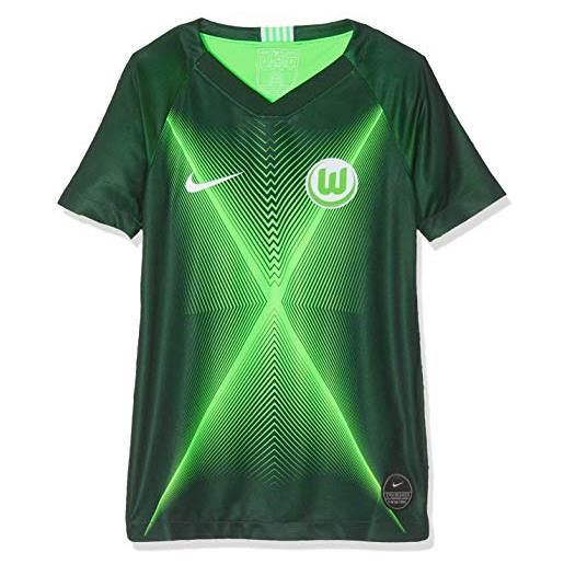 Nike vflw y nk brt stad jsy ss hm t-shirt calcio, unisex bambini, pro green/green strike/(white) (no sponsor), m
