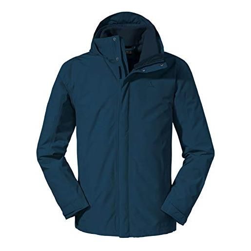 Schöffel 3 in 1 turin1, invernale antivento e impermeabile con zip rimovibile, calda giacca antipioggia uomo, nero, 46