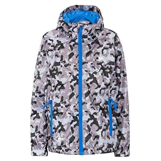 Trespass qikpac jacket print, giacca impermeabile uomo, bianco, 9-10 ani (taglia produttore: l)