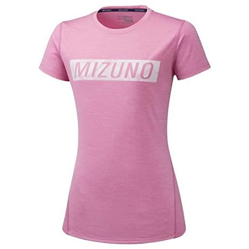 Mizuno impulse core graphic t-shirt, weiß, camicie donna, colore: rosa, m