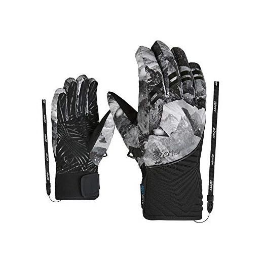 Ziener kiwa as, guanti da sci/sport invernali, impermeabili, traspiranti. Donna, stampa grigio, 6