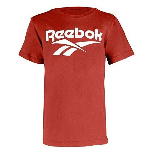 Reebok - maglietta big vector stacked logo, red, m, unisex bambini, rosso