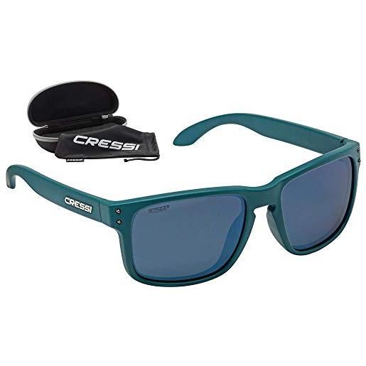 Cressi blaze sunglasses occhiali da sole con lenti htc polarizzate e idrorepellenti, unisex adulto, petrolio/lenti specchiate