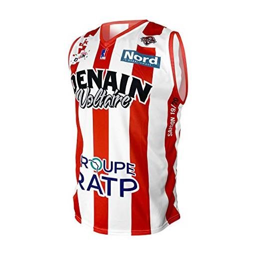 Denain Voltaire 2019-2020 - maglia ufficiale da basket, da bambino, bambini, maillot_dom_denain, bianco, fr: xxs (taille fabricant: 10 ans)