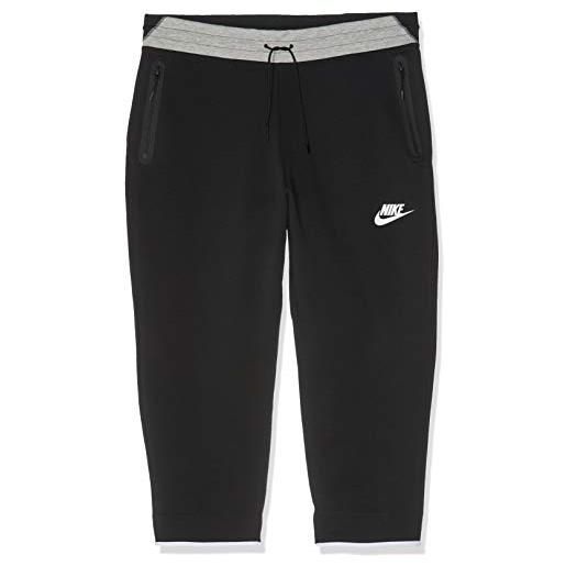 Nike tch flc pant cb, pantaloni donna, black/black/white/white, xs