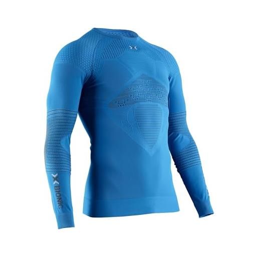 X-Bionic energizer 4.0 round neck long sleeves strato base camicia funzionale, uomo, teal blue/anthracite, 2xl