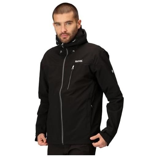 Regatta birchdale giacca tecnica shell per trekking impermeabile e traspirante con cappuccio, jackets waterproof uomo, black/magnet, xxxl