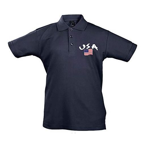 Supportershop enfant, polo rugby bambino usa, blu, fr: l (taille fabricant: 8 ans)
