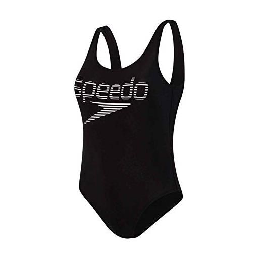Speedo stripe logo deep u-back 1 piece, costume da bagno donna, rosso lava/bianco, 28