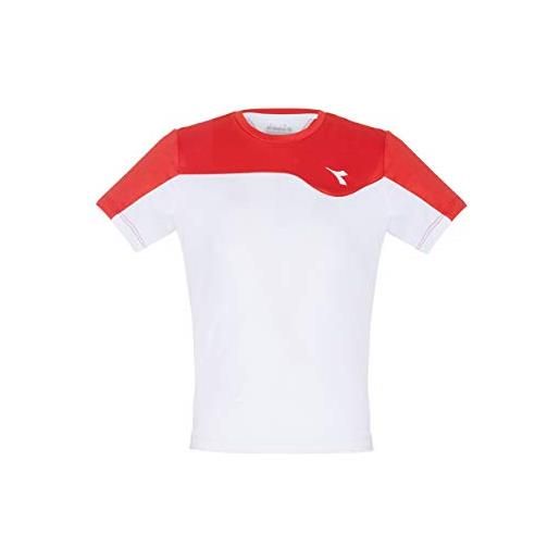 Diadora, team t-shirt jungen-weiß, rot, s, oberbekleidung bambino, bianco, s