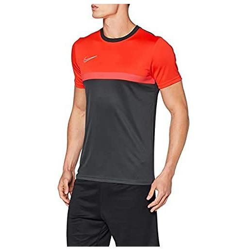 Nike df academy pro, t-shirt uomo, anthracite/bright crimson/whit, l