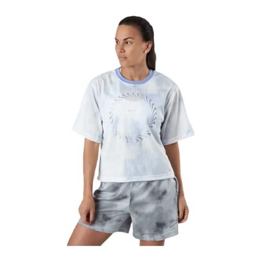 Nike w nsw icn clsh ss top mesh aop, t-shirt donna, light thistle/light thistle, s