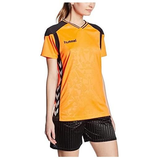 hummel maglia sirius a maniche corte in jersey, donna, arancione shocking/nero, xs