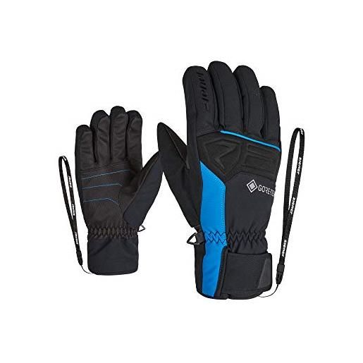 Ziener greggson gtx, guanti da sci/sport invernali, impermeabili, traspiranti, gore-tex. Uomo, nero/blu persian, 11