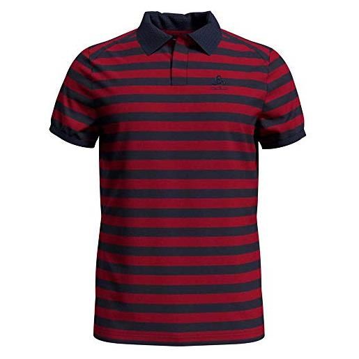 Odlo polo da uomo concord, uomo, maglietta polo da uomo, 550752, rosso cinese - blu navy - strisce, s