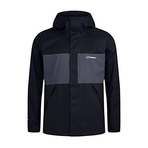 Berghaus glennon shell, giacca impermeabile uomo, a righe nere e grigie, xs