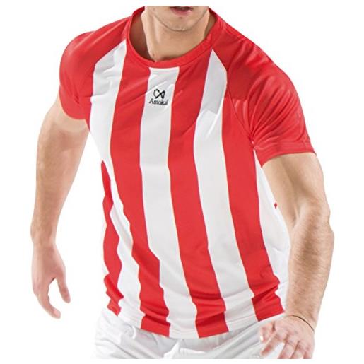 Asioka 84/11, maglietta sportiva unisex-adulto, rosso e bianco, xxl
