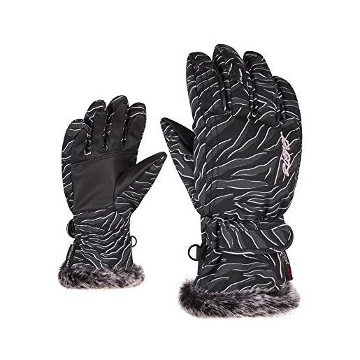 Ziener berghaus lim girls glove junior, guanti da sci/sport invernali. Bambina, nero (zebra print), 5
