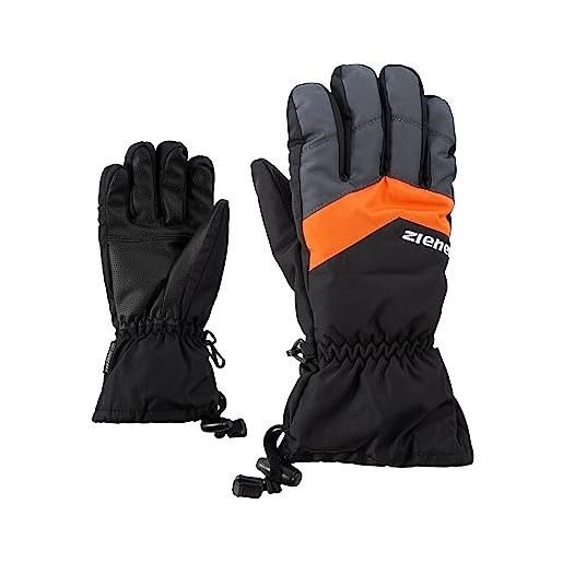 Ziener guanti da sci per bambini lett as glove junior, per sport invernali, impermeabili, traspiranti, nero/grafite, 7,5