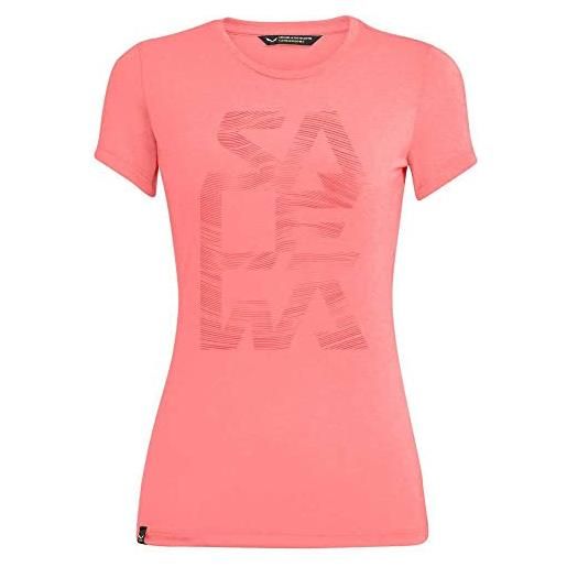 SALEWA print w t-shirt donna, donna, maglietta, 00-0000028063, rosa mélange (shell pink melange), 44