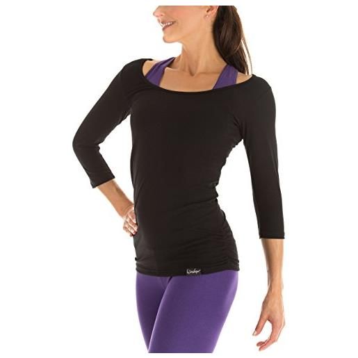 WINSHAPE maglietta da donna per fitness yoga pilates, winshape, maniche a 3/4 , grigio - grigio, m