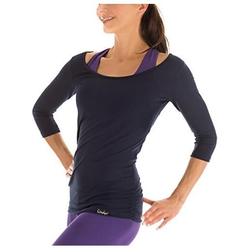 WINSHAPE maglietta da donna per fitness yoga pilates, winshape, maniche a 3/4 , nero - nero, m