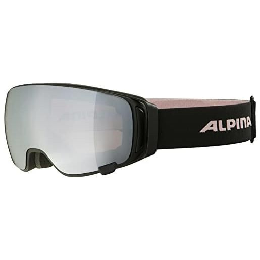 ALPINA double jack mag q-lite, occhiali da sci unisex-adulti, black-rose, one size
