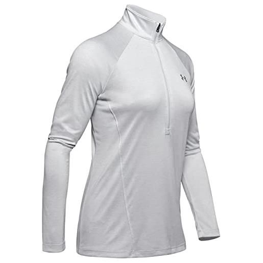 Under Armour women's tech ½ zip long sleeve pullover, carbon heather (090)/metallic silver, x-large