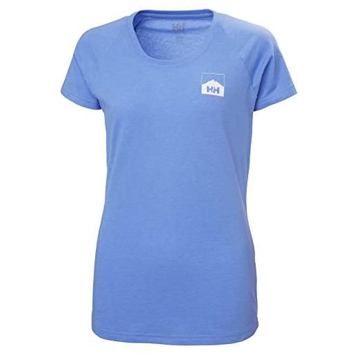 Helly Hansen t-shirt maglietta a maniche corte, motivo: nord graphic drop, 620 skagen blue melange, s, donna