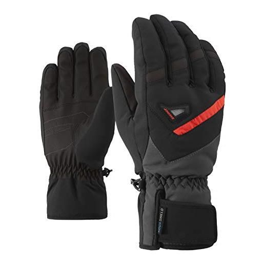 Ziener gary as - guanti da sci alpine da uomo, impermeabili, traspiranti, nero (nero/grafite), 10