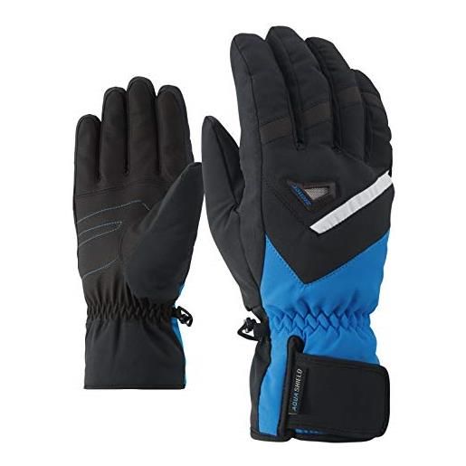 Ziener gary as - guanti da sci alpine da uomo, impermeabili, traspiranti, neri, 6,5