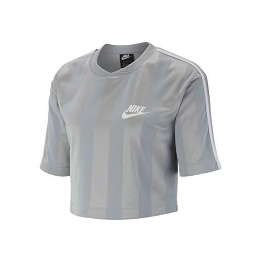 Nike sportswear top short-sleeve shdw strp, maglia donna, wolf grey/white, xl