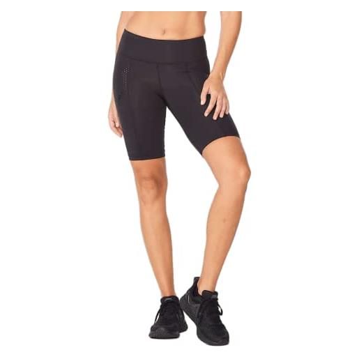 2XU mid-rise compression, pantaloncini donna, black/dotted logo, l