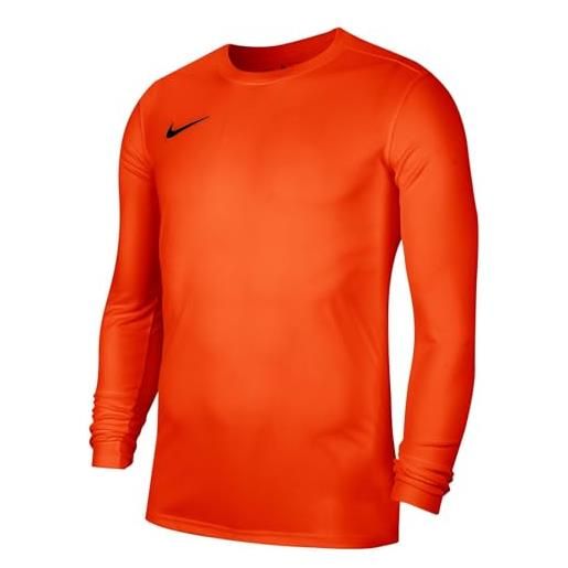 Nike y nk dry park vii jsy ls t-shirt a manica lunga, unisex bambini, safety orange/black, s