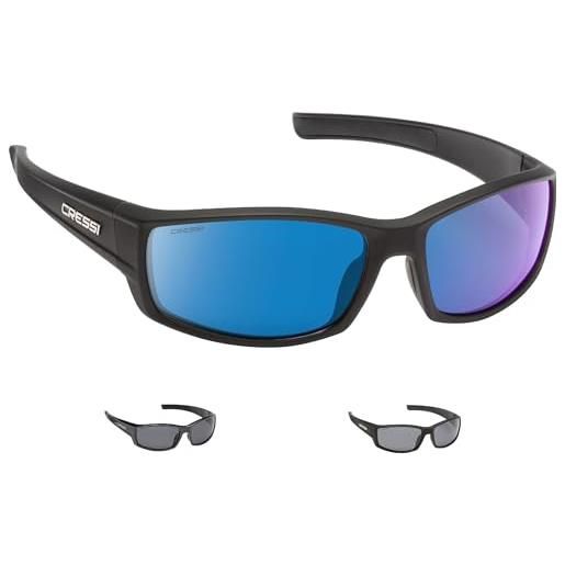 Cressi hunter sunglasses, occhiali sportivi da sole unisex adulto, nero/lenti fumé, unica