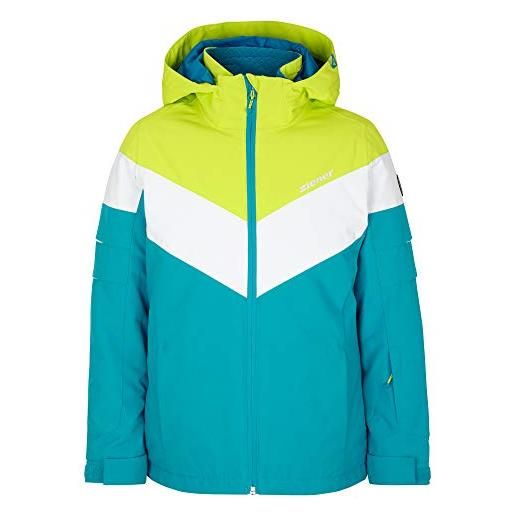 Ziener alja junior, giacca da sci per bambini, impermeabile, antivento, calda, carribean, 104