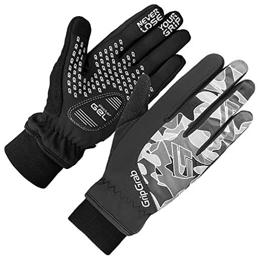 GripGrab rebel youngster windproof winter gel-padded kids cycling gloves-full finger shock-absorbing for children, guanti da ciclismo invernali unisex-youth, nero/grigio, l
