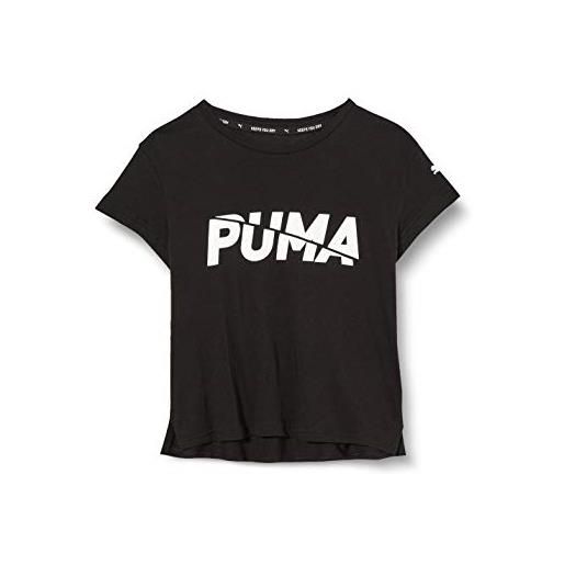 PUMA modern sports logo tee g, maglietta bambina, nero, 3-4y