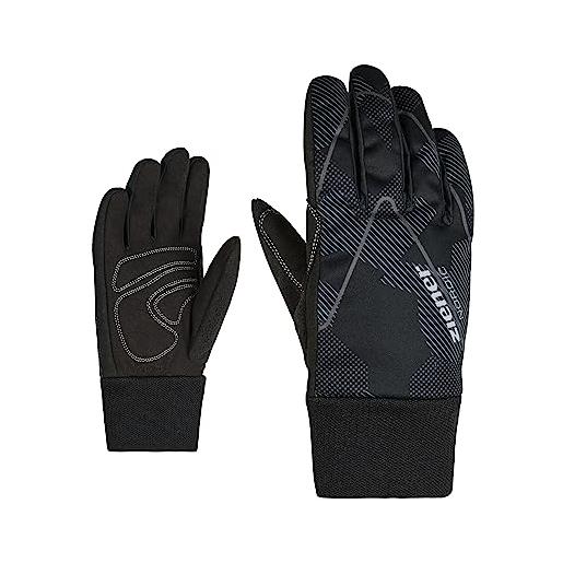 Ziener unico junior glove, guanti per sci di fondo, nordic e crosscountry, antivento, traspiranti, soft-shell bambini, grigio inchiostro mimetico, l