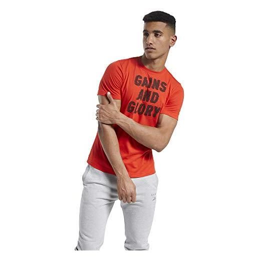 Reebok gs opp tee-graphic, maglietta uomo, rosso (insred), s