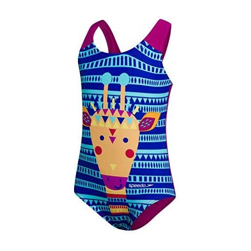 Speedo junglegina digital applique swimsuit, costume da bagno bambina, blu oltremare/blu/mango/oro/rosso (divamarine blue bluemangogolden glowrisk redempire), 6/9 meses