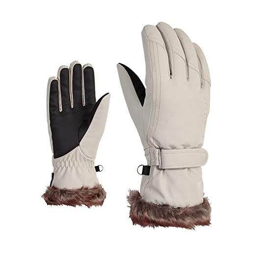 Ziener gloves kim guanti da sci da donna, in metallo argento, 6,5
