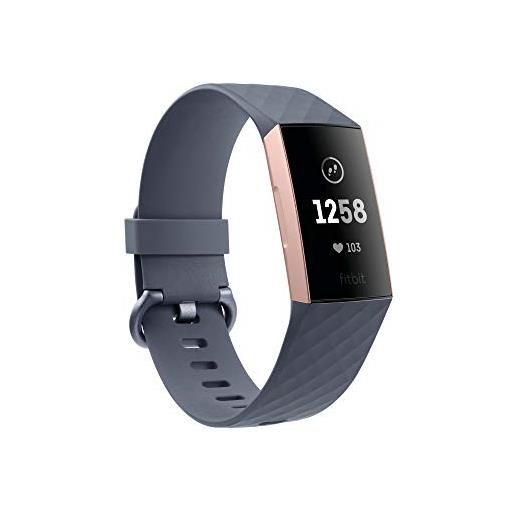 Fitbit charge 3 advanced fitness tracker with heart rate, swim tracking & 7 day battery - rose-gold/grey, one size