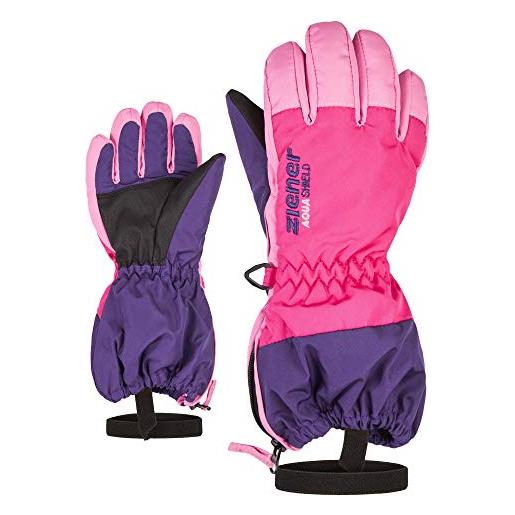 Ziener levio as 801976 - guanti da sci da ragazza, impermeabili, traspiranti, stampa snowflake, 98 cm