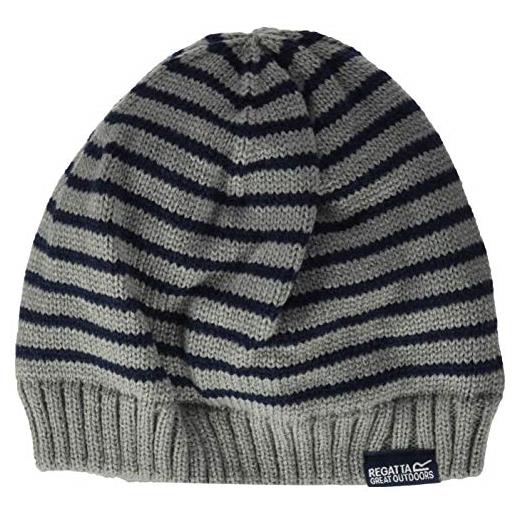 Regatta tarley hat acrylic knit with polyester fleece lining, fascia multiuso bambino, grigio roccioso/navy, 4-6