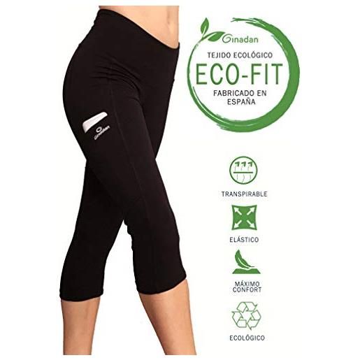 Ginadan eco-fit pocket, pirata ecologico con tasca integrata, donna, donna, 2272-17-002-s, nero, s