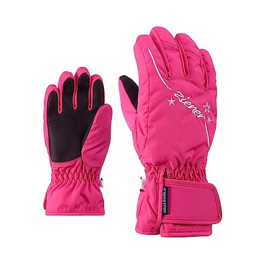 Ziener lula as girls - guanti da sci da ragazza junior per sport invernali, impermeabili, traspiranti, rosa (pop rosa), 6